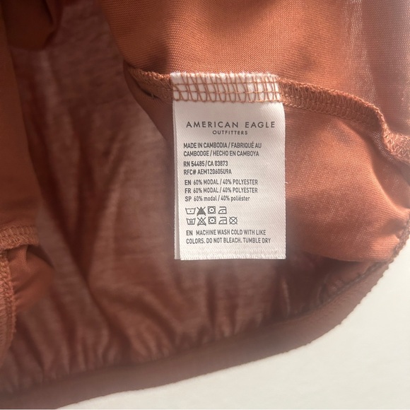American Eagle Button Front Cami Women’s size Small rust brown tie at hem straps - Picture 4 of 4